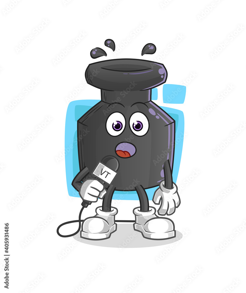 ink tv reporter cartoon. cartoon mascot vector ink tv reporter cartoon. cartoon mascot vector