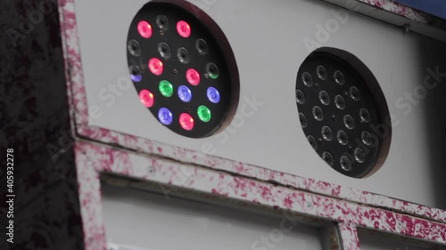 Colored red and green dance light cannon for music party