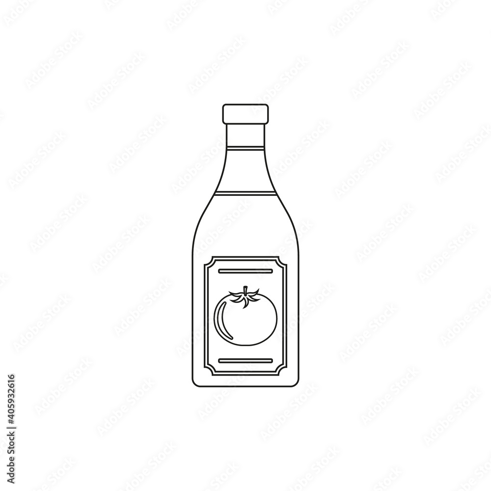 Ketchup bottle icon. Line style. Vector. Ketchup bottle icon. Line style. Vector.