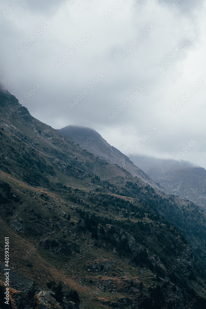 Landscape with amazing mountains in a cloudy day