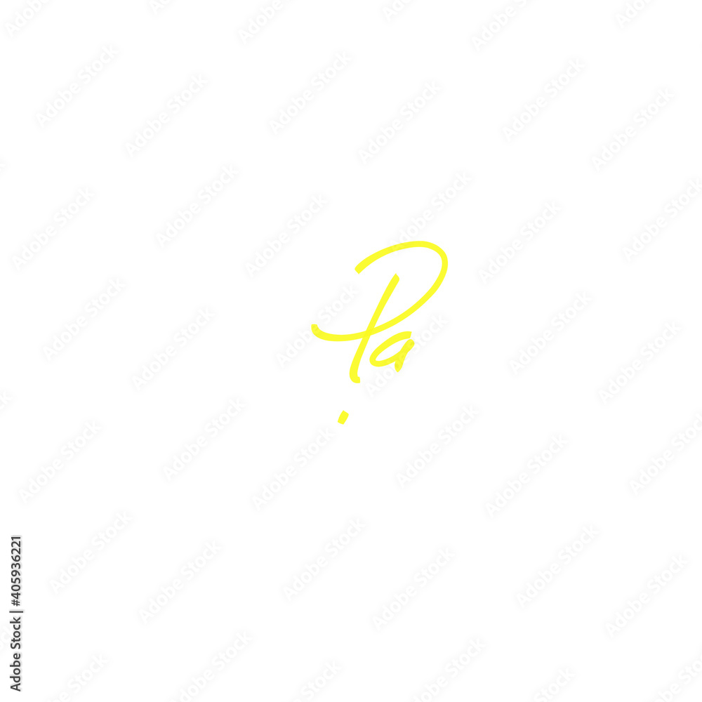 Pa white background initial handwriting logo for identity