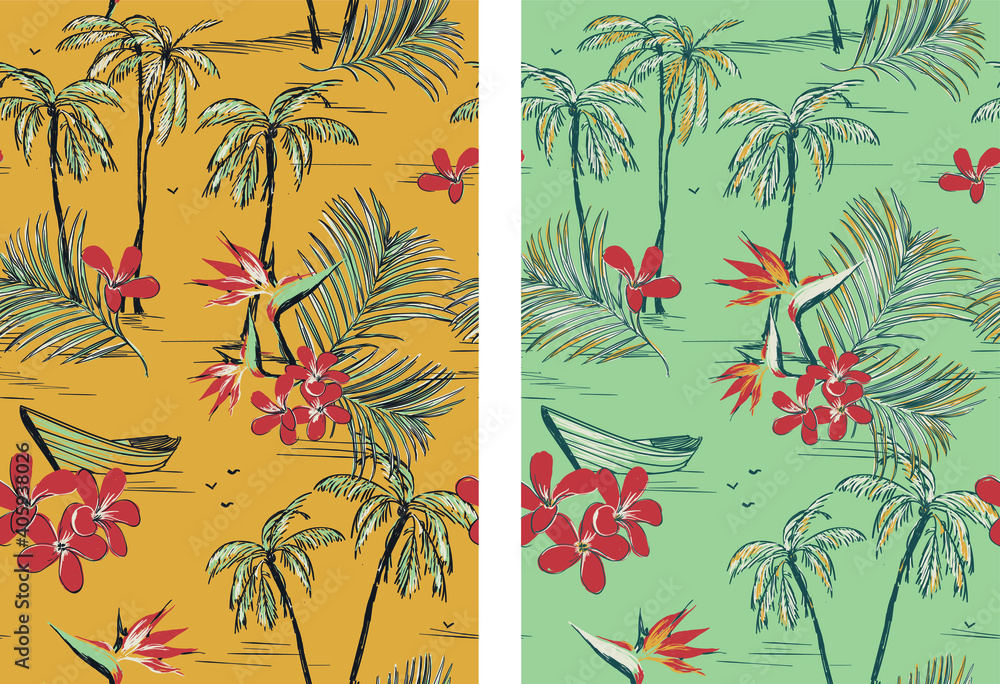 Tropical seamless vector print pattern design