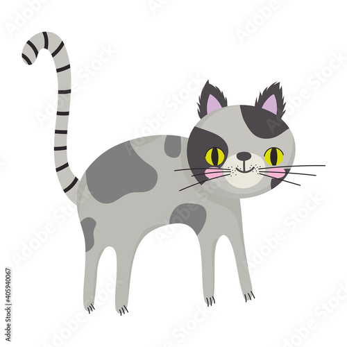pet cat spotted animal feline cartoon in flat style