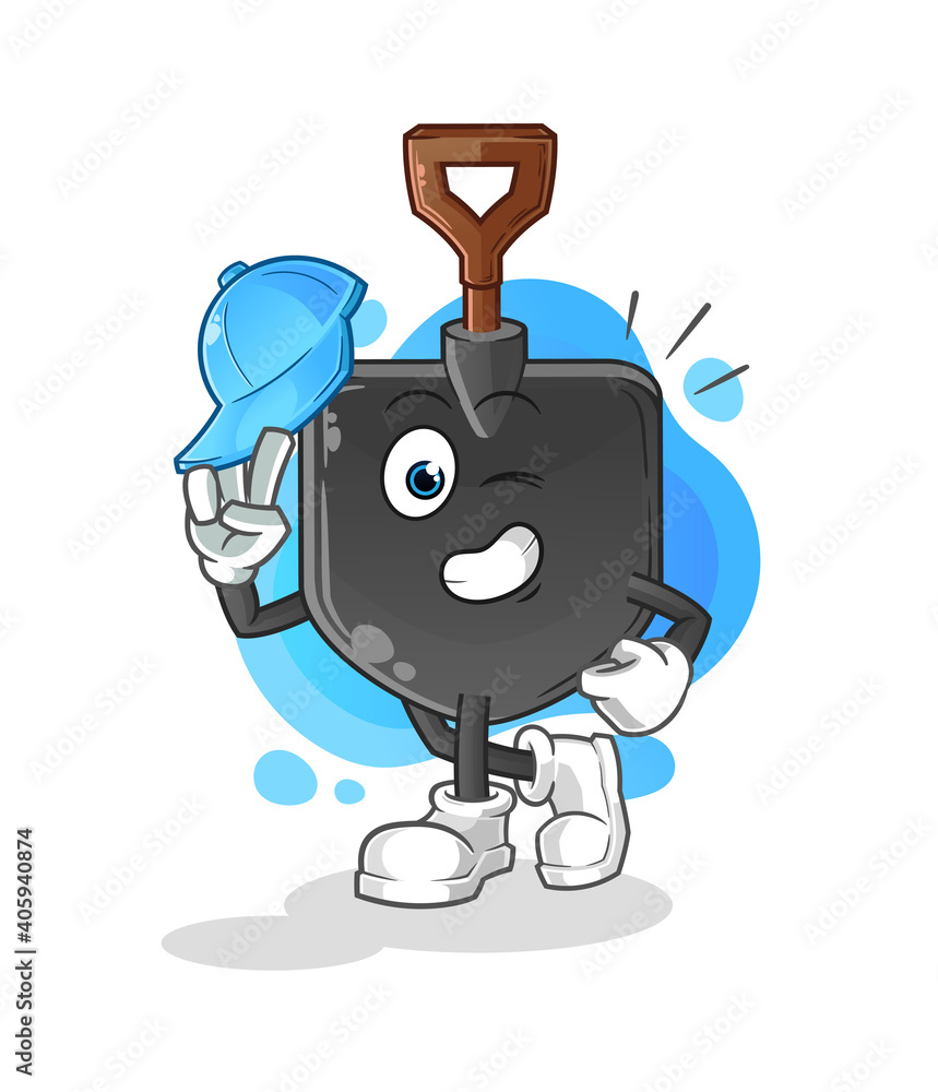 Fototapeta premium shovel young boy character cartoon