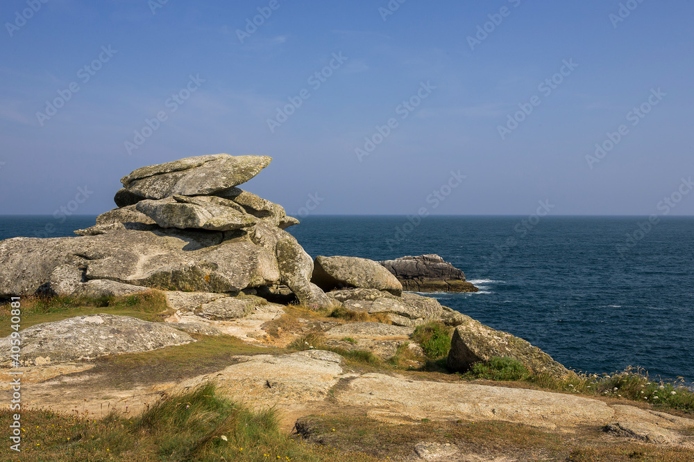 The famous Pulpit Rock, Peninnis Head, St. Mary's, Isles of Scilly, England, UK