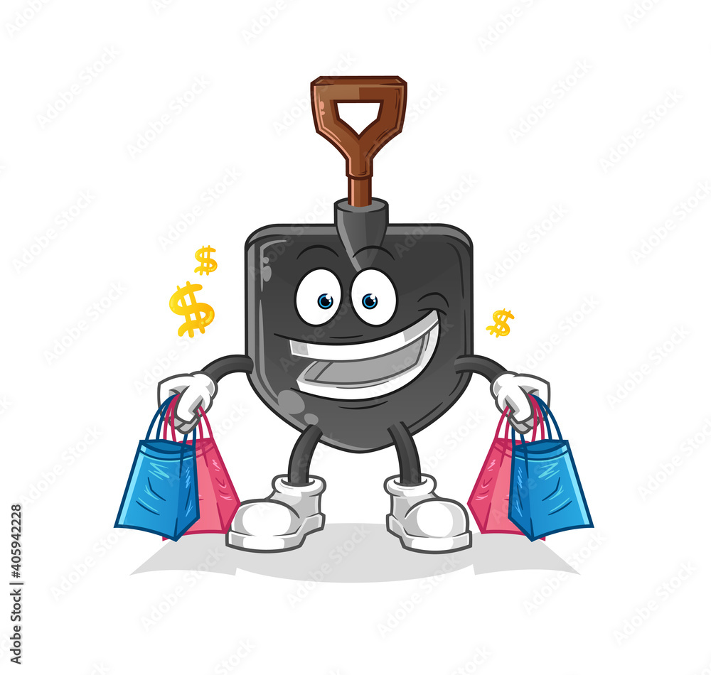 Fototapeta premium shovel shoping mascot. cartoon vector