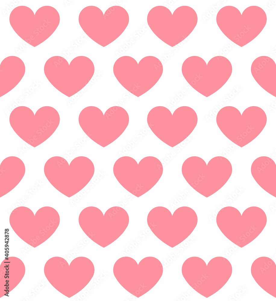 Vector seamless pattern of flat pink hearts isolated on white background Vector seamless pattern of flat pink hearts isolated on white background