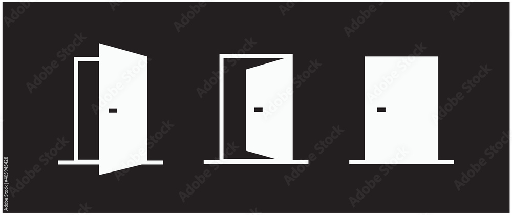 Open / Close door line icon set. Login, logout, register, password, vip entrance, key, lock or exit vector illustrations. Open / Close door line icon set. Login, logout, register, password, vip entrance, key, lock or exit vector illustrations.