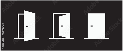 Open / Close door line icon set. Login, logout, register, password, vip entrance, key, lock  or exit vector illustrations. 