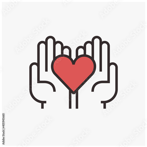 Charity Silhouette, Donation and Peace Icons. Love and Protection Symbol. Vector Illustration
