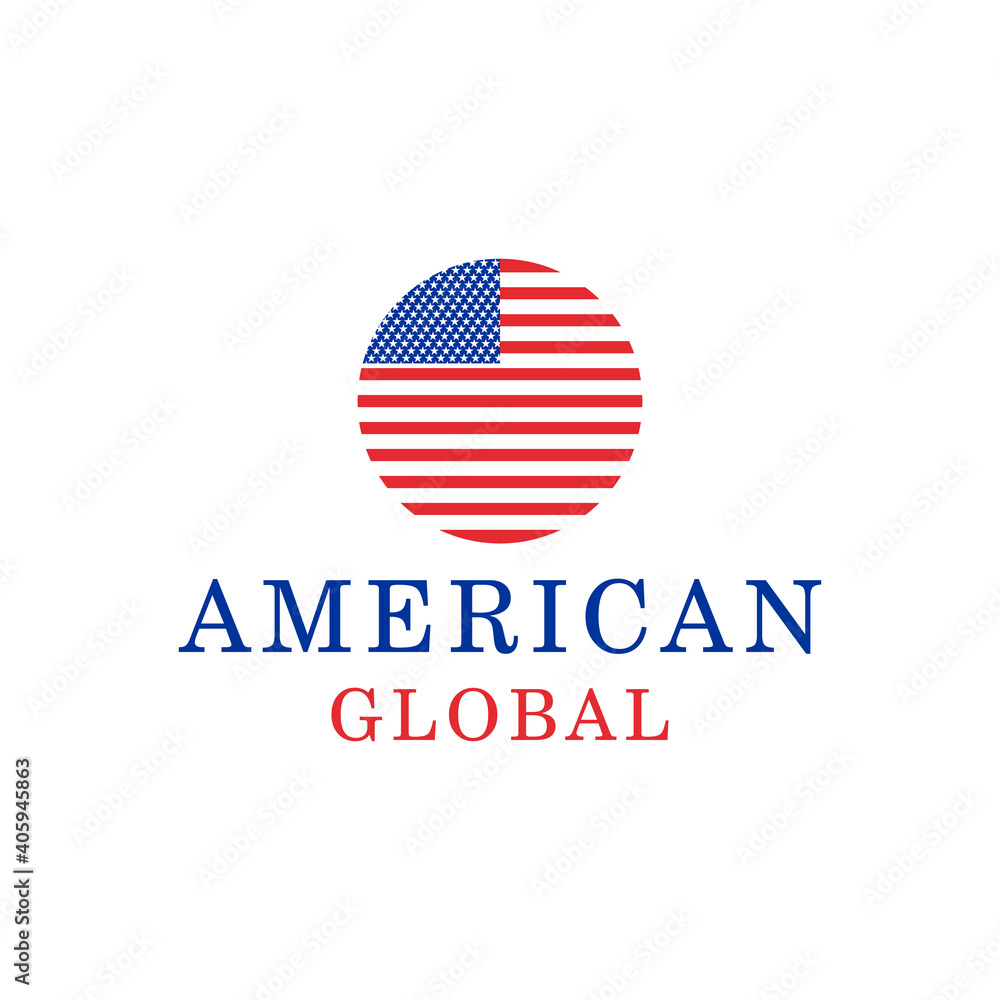 American flag vector logo template with circle shape for nationalism American flag vector logo template with circle shape for nationalism