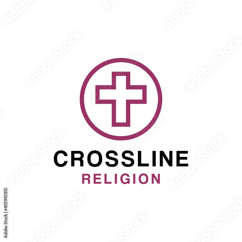 cross vector logo with outline style for church