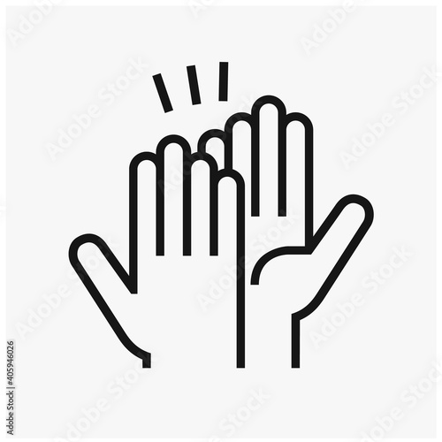 High five or high 5 hand gesture line icon. Vector illustration for apps and websites