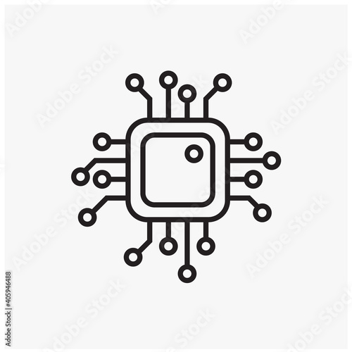 Simple artificial intelligence related line icon. Processor line vector icon for websites.Mini CPU Icon Flat Style. CPU vector sign.