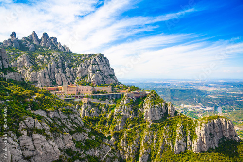 Montserrat mountains and Benedictine monastery of Santa Maria de Montserrat photo