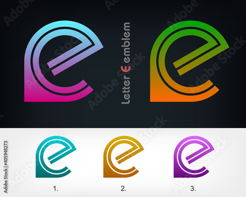 Letter E logo icon design typography template elements, ABC concept type as logotype, Leters of the alphabet, Vector illustration