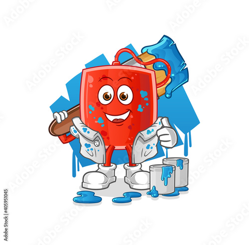 blood bag painter illustration. character vector