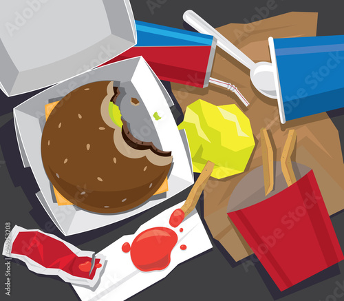 Single-use waste generated after a take-away fast-food meal
