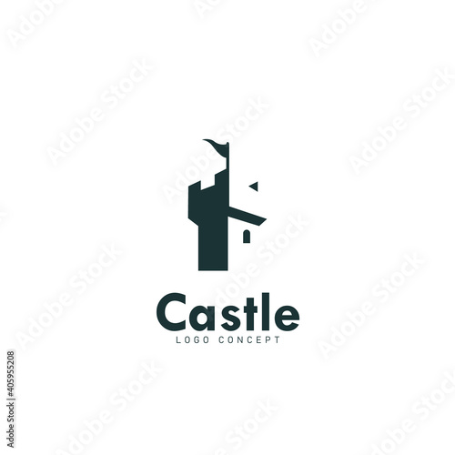 Billede på lærred Castle Logo Design Template Flat Style Vector