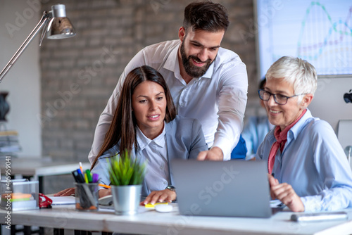 Group of people work in office