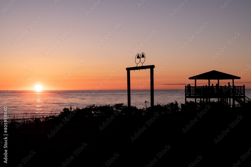 雄武町日の出岬キャンプ場の日の出の風景