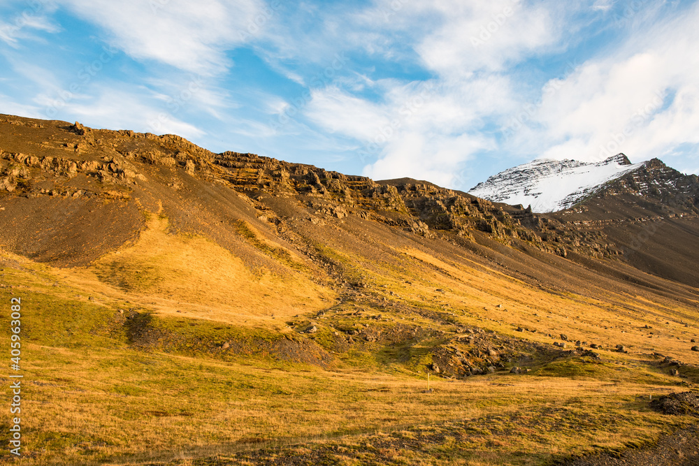 Mountainous landscape of Hornafjordur in Iceland