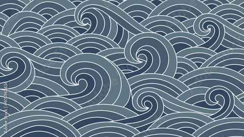 Traditional Japanese wave pattern background vector.  luxury line arts for prints, fabric, poster and wallpaper.