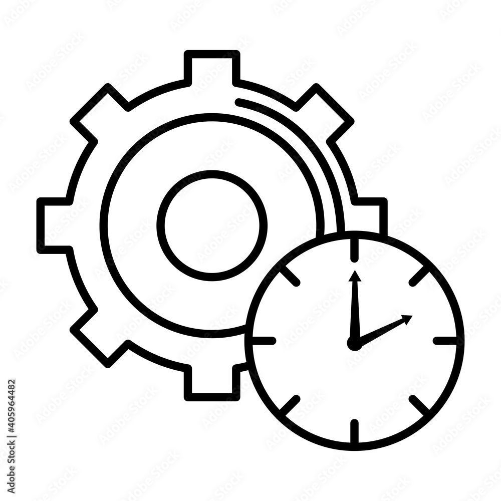 time clock watch with gear line style icon vector illustration design time clock watch with gear line style icon vector illustration design