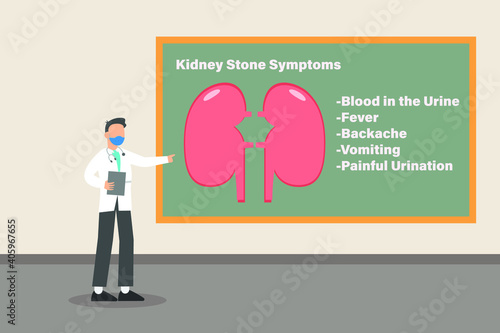 Kidney Stone Symptoms 2D flat vector concept for banner, website, illustration, landing page, flyer, etc