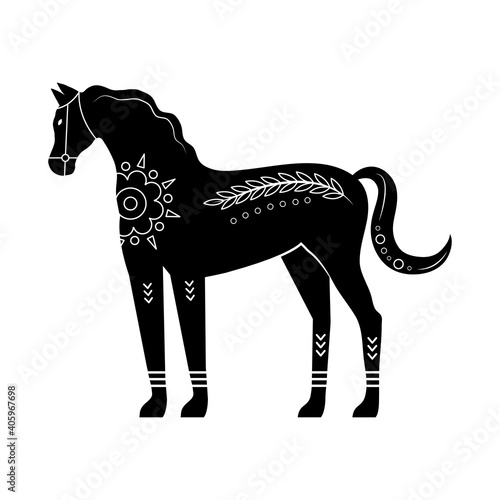 horse animal contemporary silhouette nature icon vector illustration design