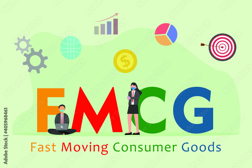 Fast Moving Consumer Goods (FMCG) 2D flat vector concept for banner, website, illustration, landing page, flyer, etc