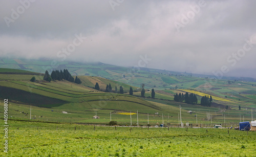 The fertile Andean highlands under Chimborazo, La Moya, Ecuador