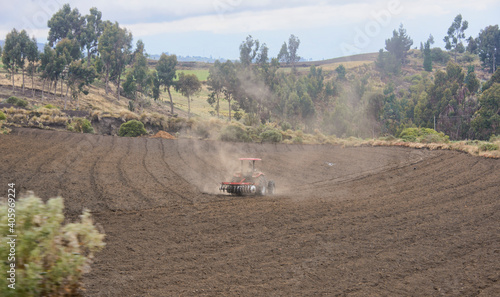 Farming at The fertile Andean highlands under Chimborazo, La Moya, Ecuador