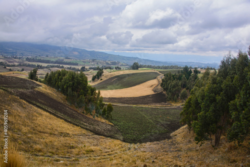 The fertile farmlands, Andean highlands under Chimborazo, La Moya, Ecuador