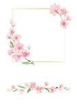 桜の水彩画フレーム　春　ガーリー