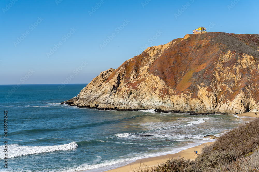 View of the Pacific coast with beautiful cliffs, Half Moon Bay, California