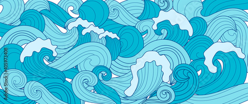 Traditional Japanese wave pattern background vector. luxury line arts for prints, fabric, poster and wallpaper.