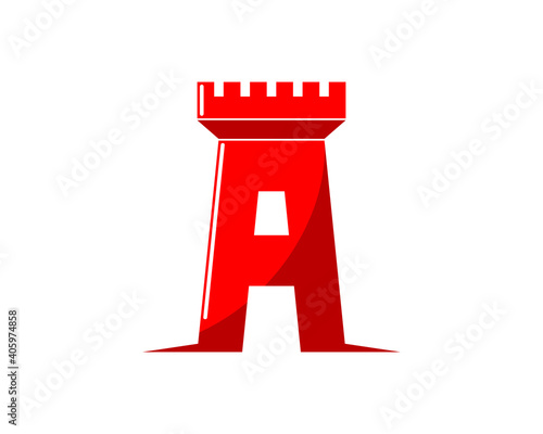 A Letter with fortress shape logo