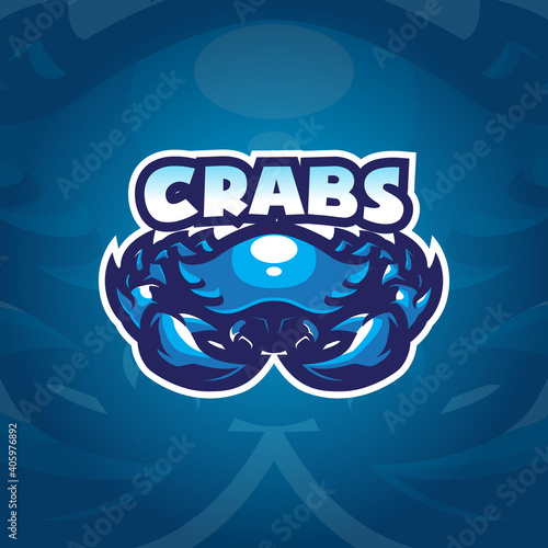 crab mascot logo design vector with concept style for badge, emblem and tshirt printing. blue crab illustration.