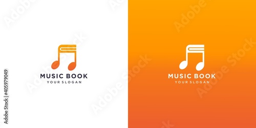Modern book music logo design