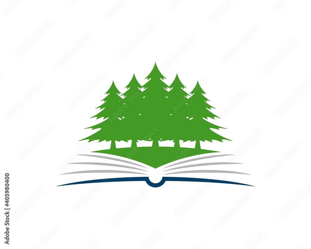 Abstract book with green pine forest Abstract book with green pine forest