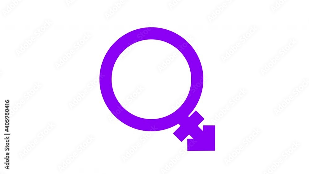 Male with Female or Transgender Sex Symbol Rotating Animation on White Background Male with Female or Transgender Sex Symbol Rotating Animation on White Background