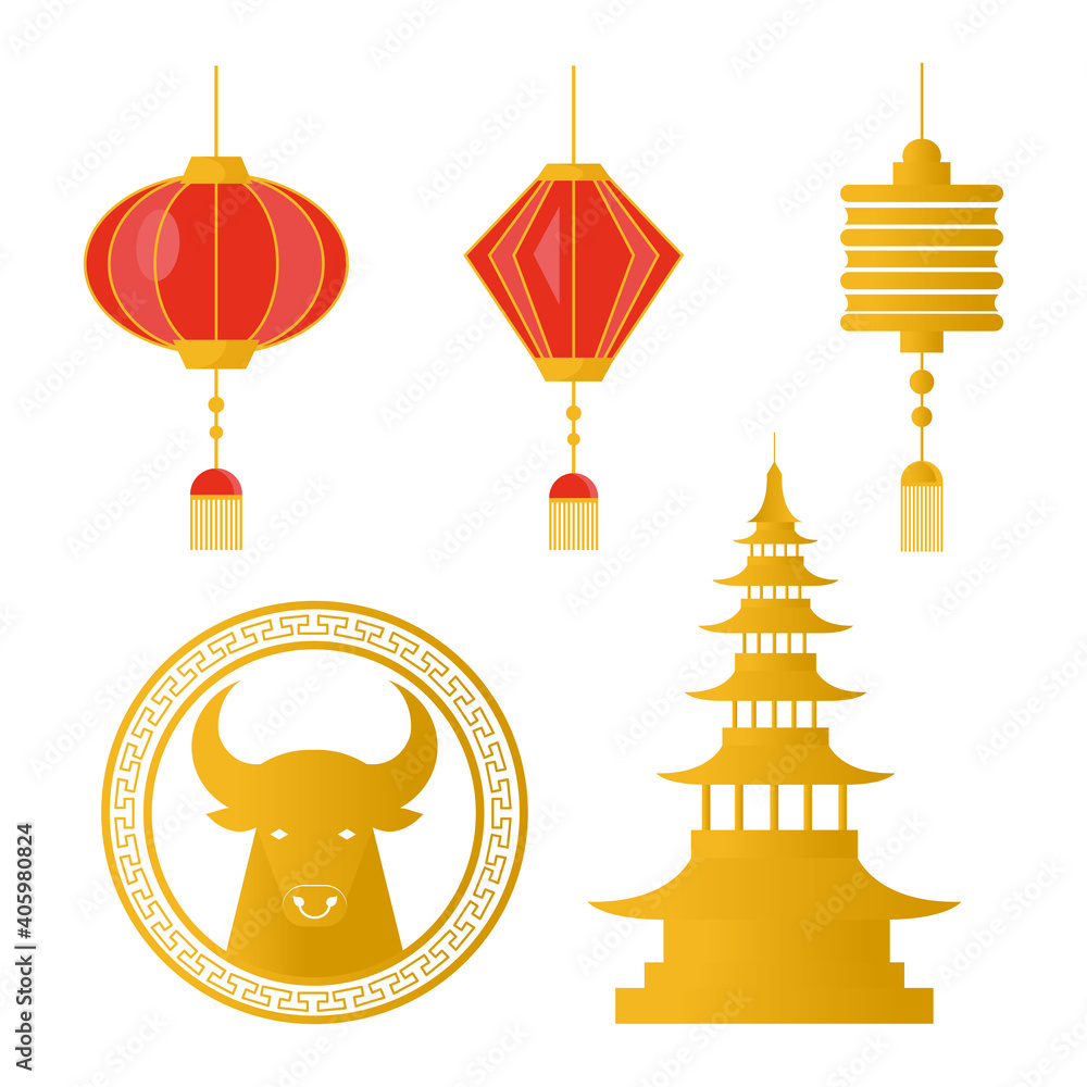 happy chinese new year set icons vector illustration design happy chinese new year set icons vector illustration design