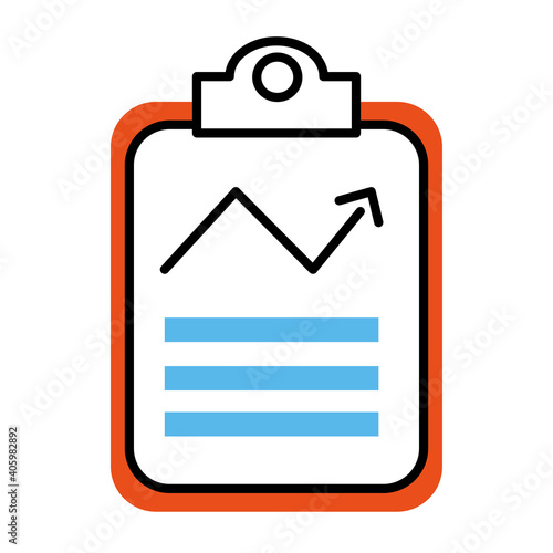 checklist clipboard with statistics arrow half line style icon vector illustration design