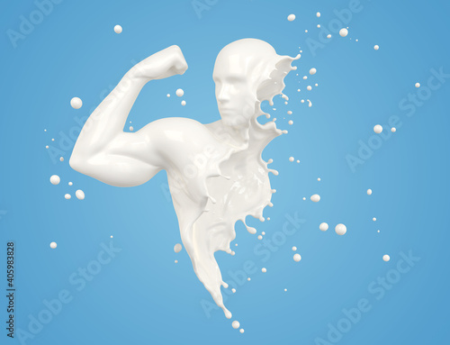 Splash of milk in form of arm muscle
