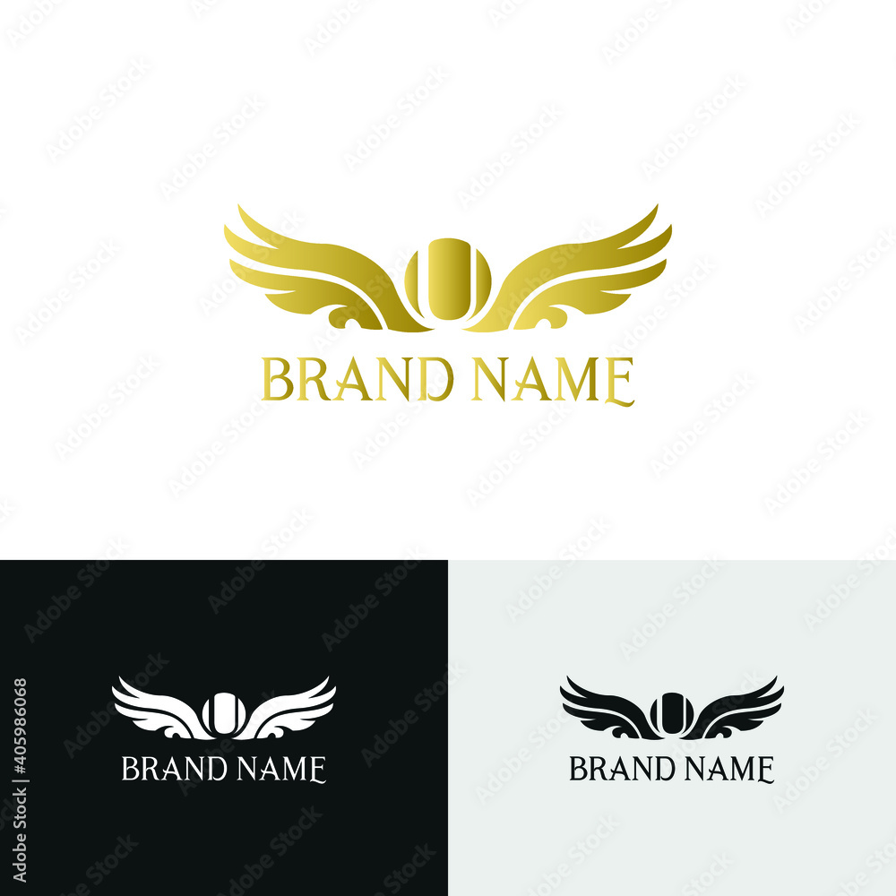 letter U and wings in luxury and elegant golden style logo design letter U and wings in luxury and elegant golden style logo design