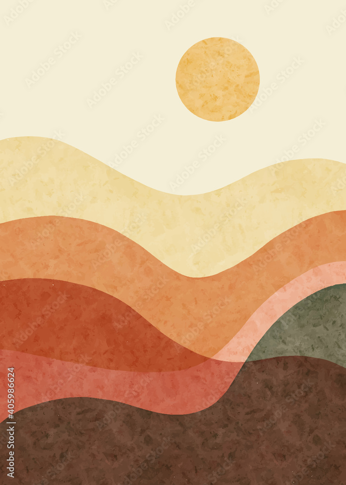 Abstract contemporary aesthetic background with mountain landscape. Minimalist design. Abstract water color. vector background illustration. Abstract contemporary aesthetic background with mountain landscape. Minimalist design. Abstract water color. vector background illustration.