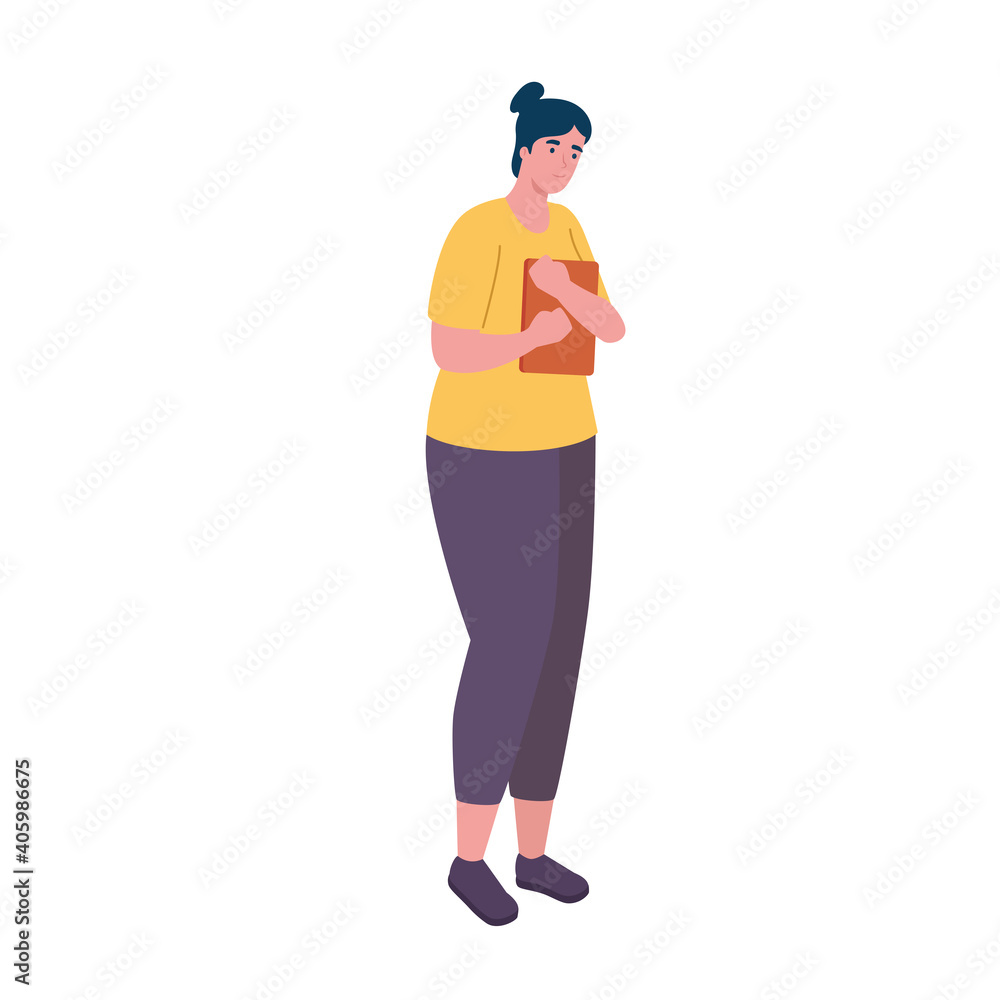 young woman with folder documents avatar character vector illustration design young woman with folder documents avatar character vector illustration design