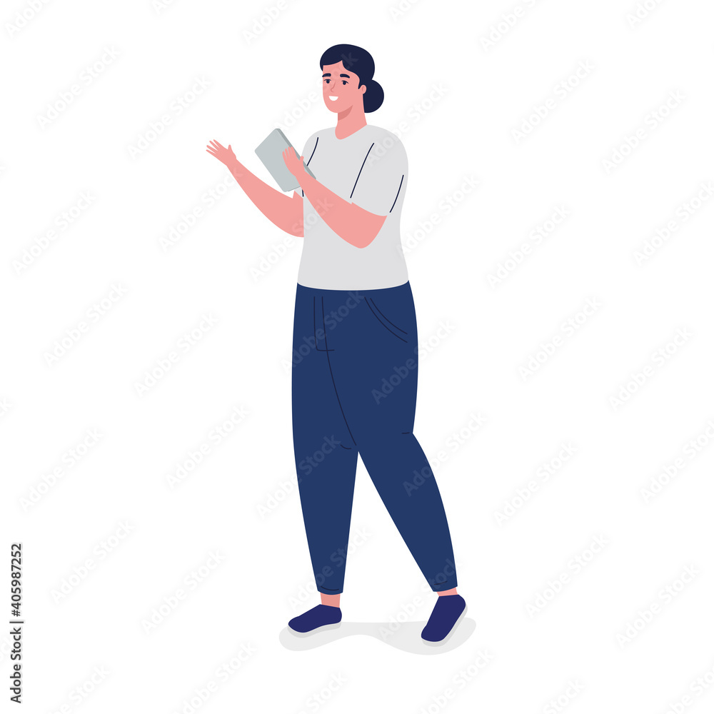 young business woman with notebook avatar character vector illustration design