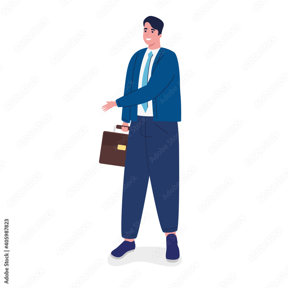 elegant businessman worker with portfolio avatar character vector illustration design elegant businessman worker with portfolio avatar character vector illustration design
